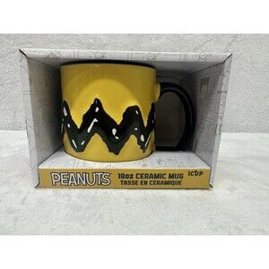 Peanuts Charlie Brown 18oz Ceramic Mug Yellow Zig Zag iCup New In Box